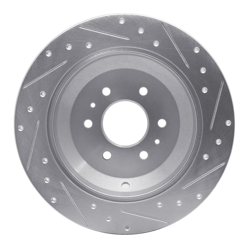 Kia Borrego Brake Rotor (1) - Rear Left - R1 Concepts - Drilled & Slotted - Silver - `09-`10